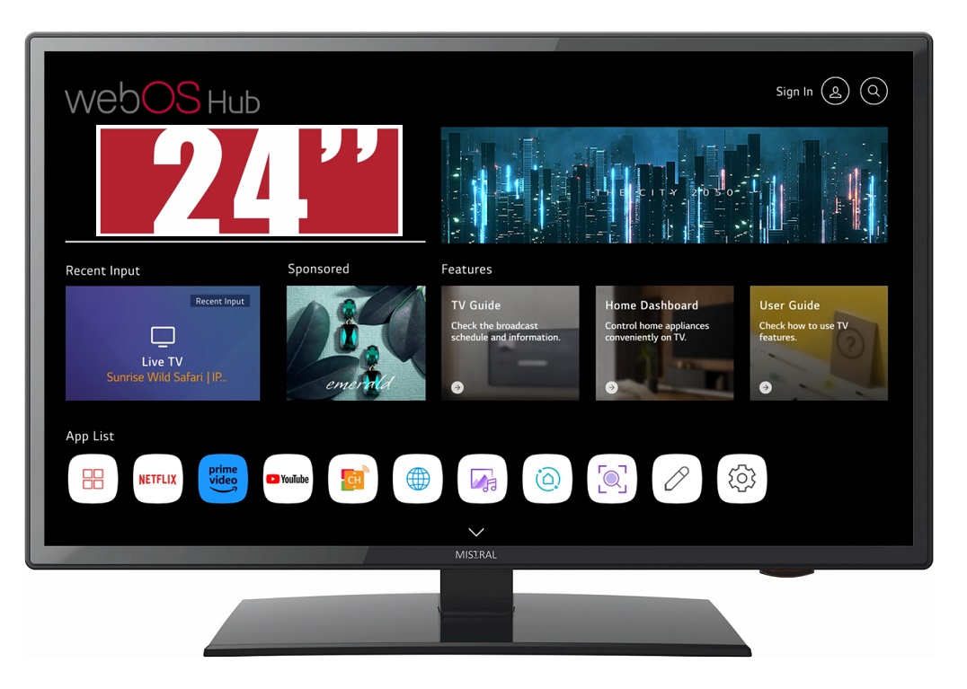 Telewizor TV Smart 24" LED HD WEBOS DVB-T2-S2-C (+5V)