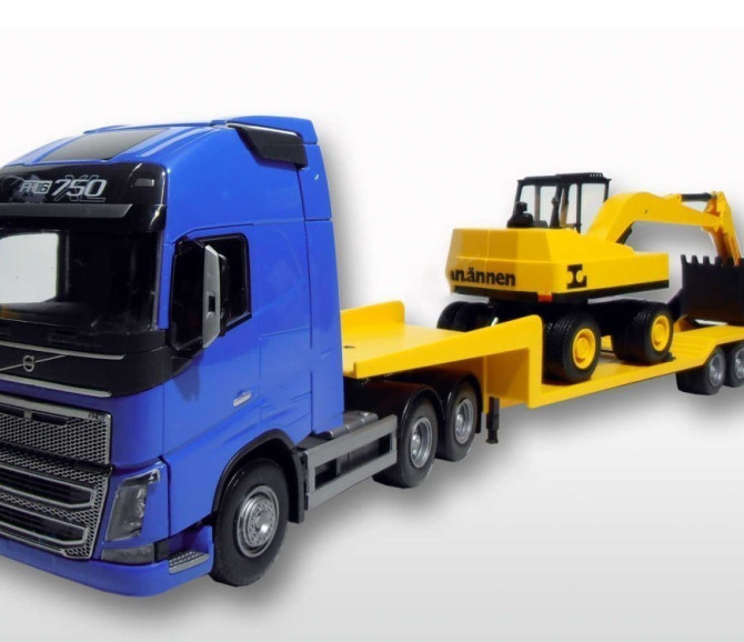 MODEL VOLVO FH16 NIEBIESKI + NACZEPA + KOPARKA