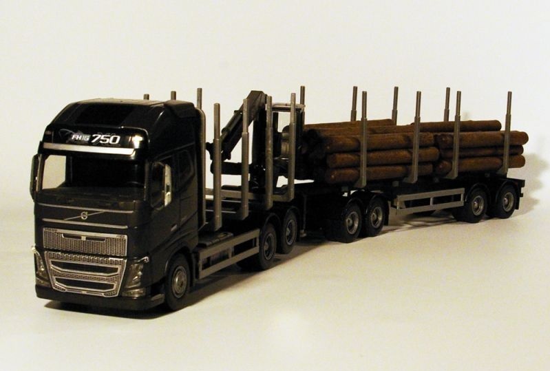Model fh16 750 xl przewóz drewna+żuraw - czarny
