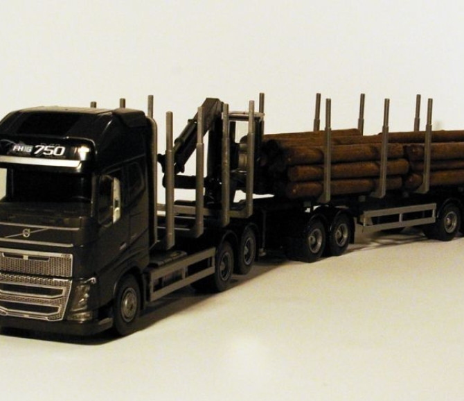 Model fh16 750 xl przewóz drewna+żuraw - czarny