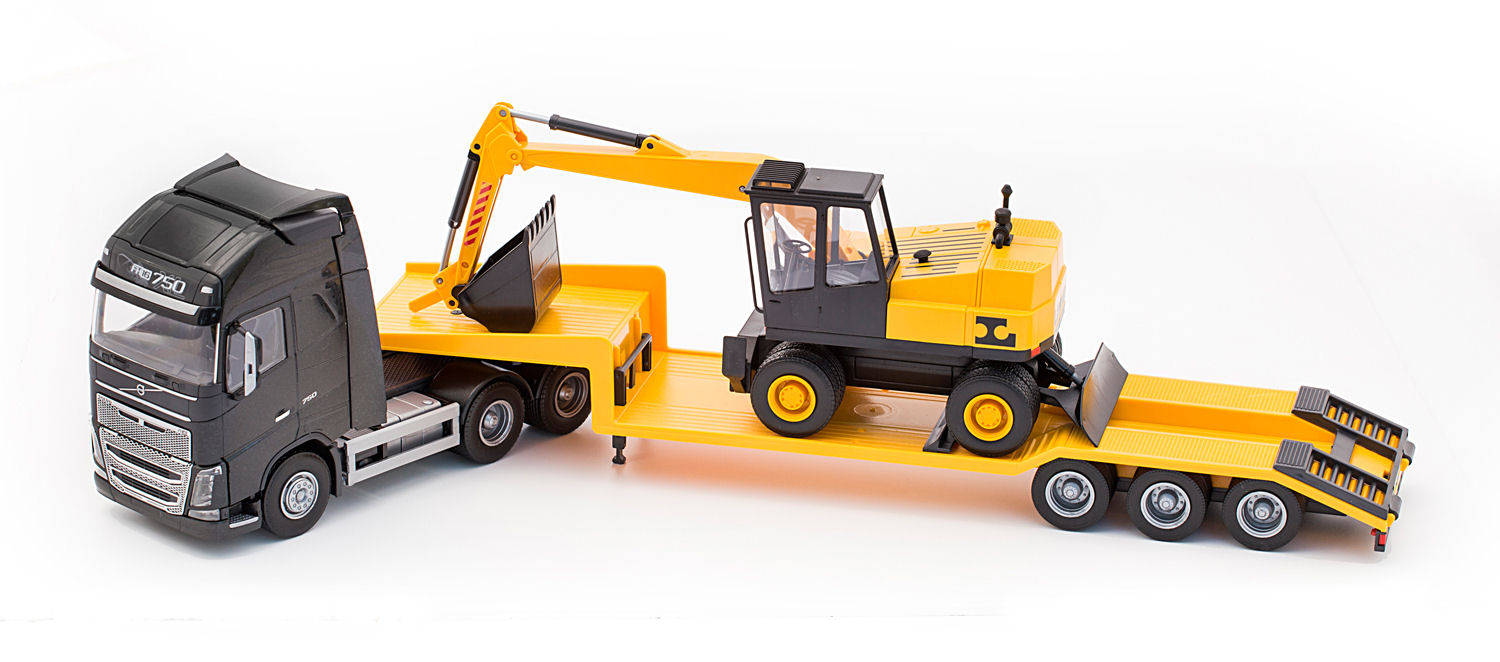 Model new fh16 (czarny) + laweta + koparka