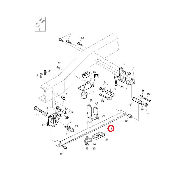STRZEMIĘ RESORA ZAWIESZENIA OSI PRZÓD VOLVO FE 20734236