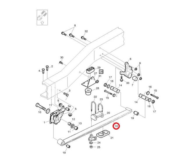 STRZEMIĘ RESORA ZAWIESZENIA OSI PRZÓD VOLVO FE 20734236