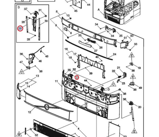 Amortyzator gazowy atrapy kabiny Volvo FH4 84275182