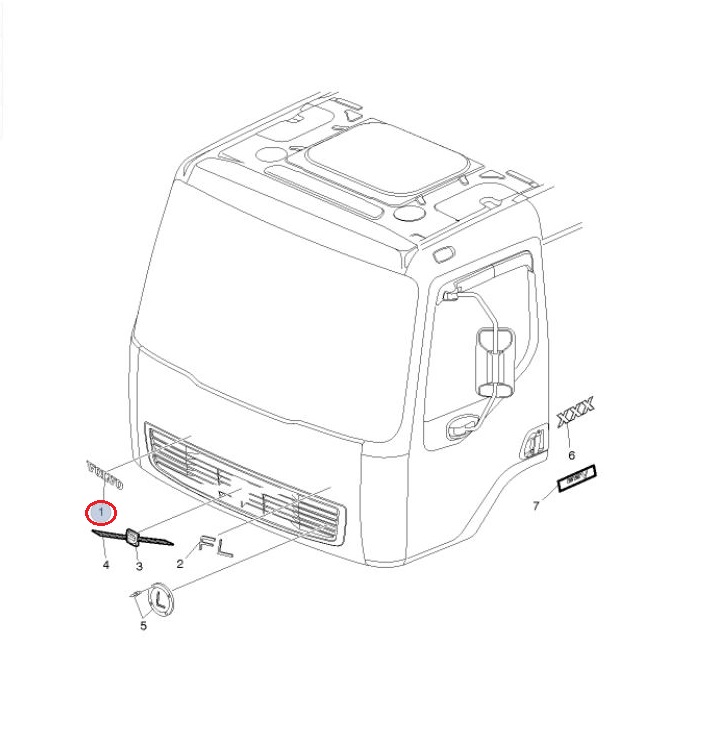 Emblemat Volvo FE w atrapie czołowej 20748392