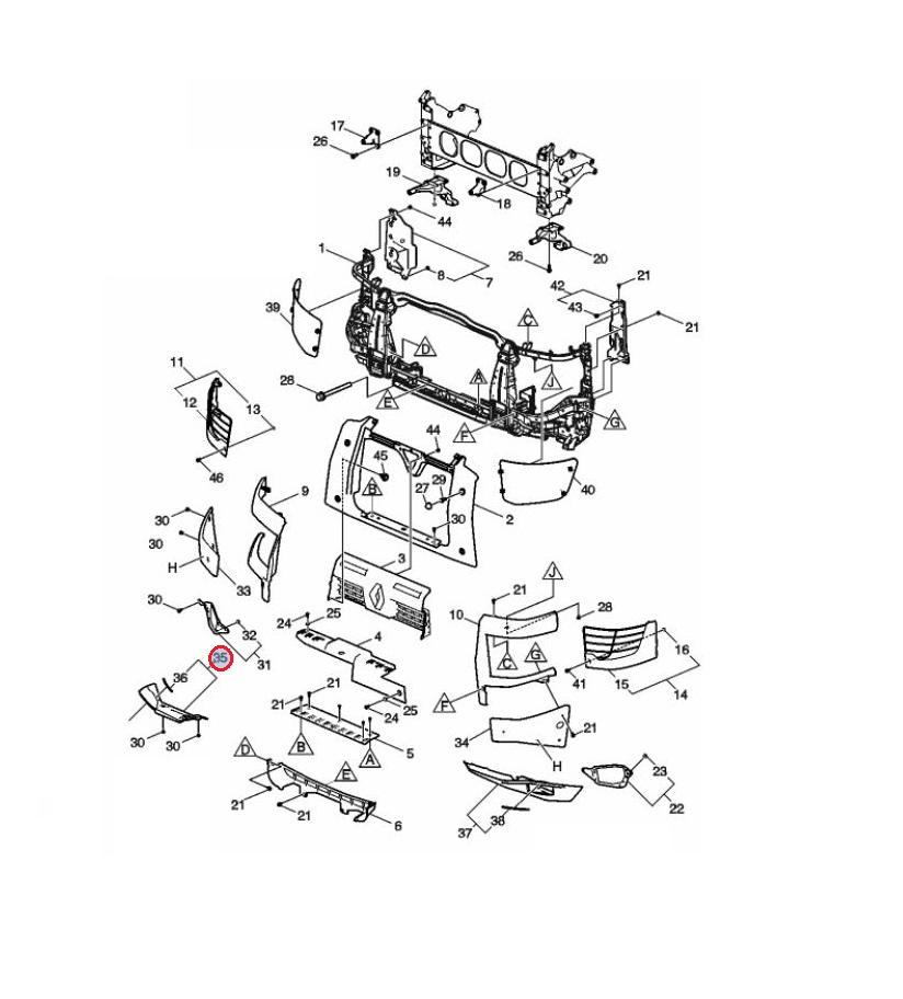 Osłona krata halogenu prawa Renault Gama C K 7482364849