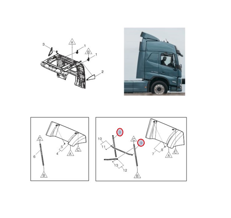 wspornik spiolera dachowego Volvo FM4 84432786