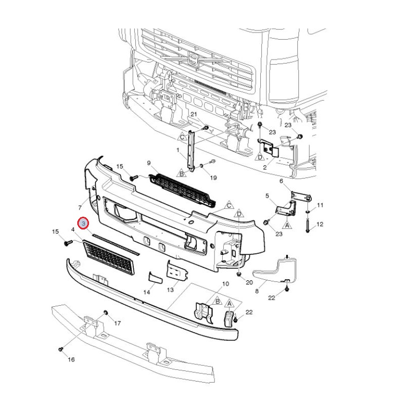 Nakładka zderzaka Volvo FL/ FE 20742466