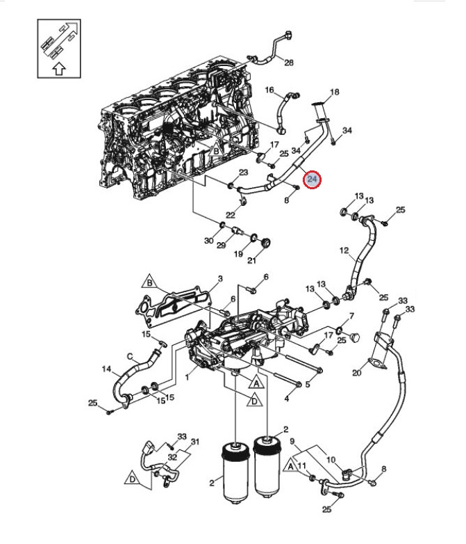 Przewód powrotny oleju z turbosprężarki 7423748365