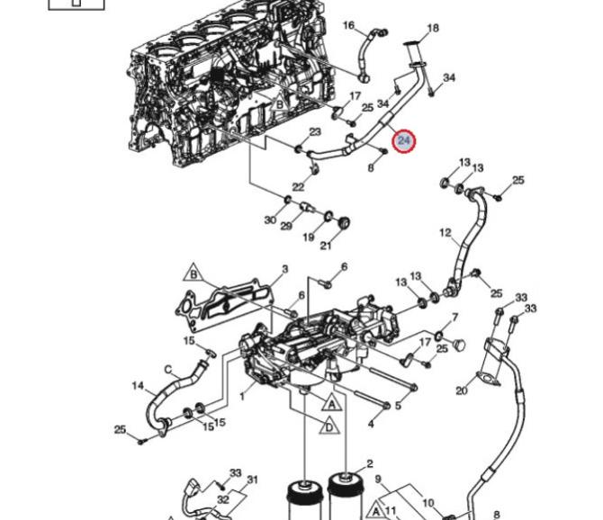Przewód powrotny oleju z turbosprężarki 7423748365
