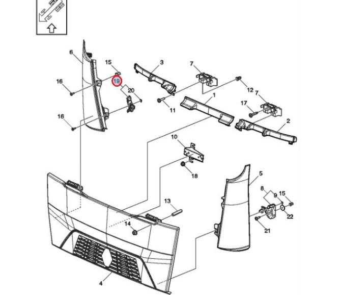 Wspornik siłownika atrapy kabiny Renault Gama D Narrow 7482072692