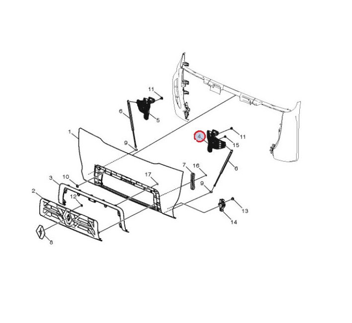 Zawias maski lewy Renault Gama D Narrow  7482543939
