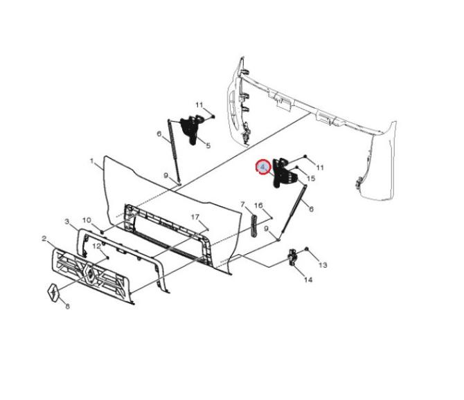 Zawias maski lewy Renault Gama D Narrow  7482543939