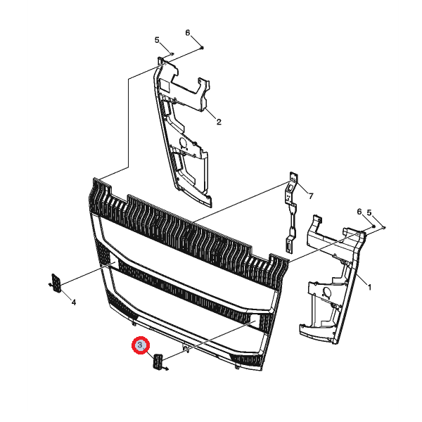 Zaślepka grill dół chrom lewa fh16b 84219381