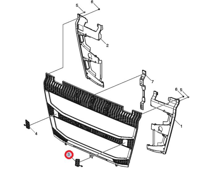 Zaślepka grill dół chrom lewa fh16b 84219381