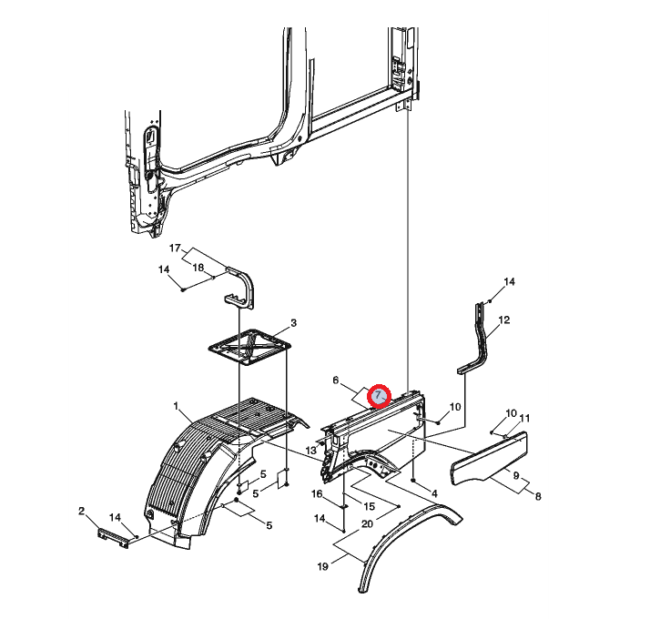Przedłużenie błotnika tylnego lewego FH4 84233575