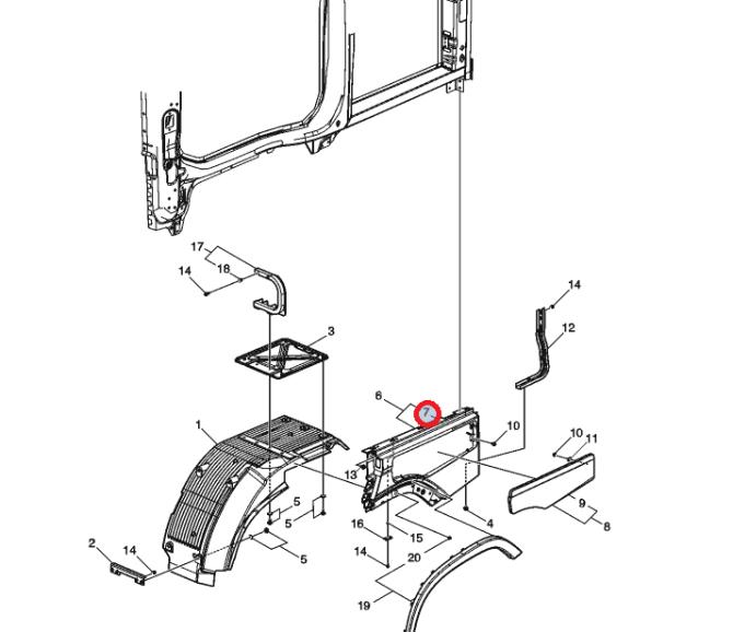 Przedłużenie błotnika tylnego lewego FH4 84233575