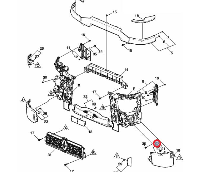 Zderzak dolny lewy 7484906020