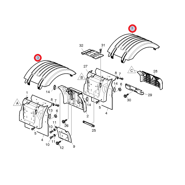 Nadkole tylne górne niskie Volvo 21094388