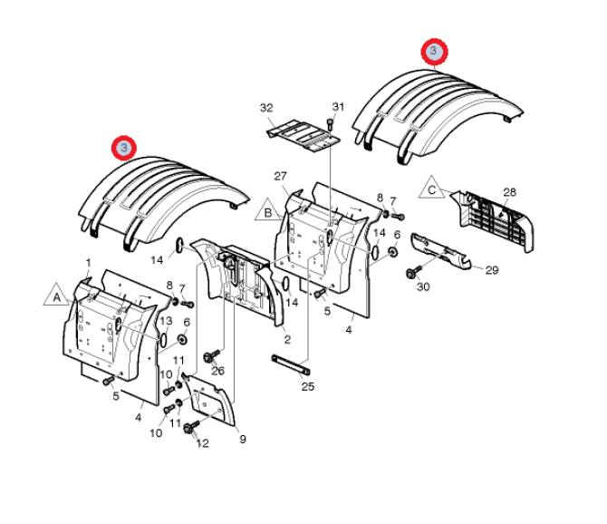 Nadkole tylne górne niskie Volvo 21094388