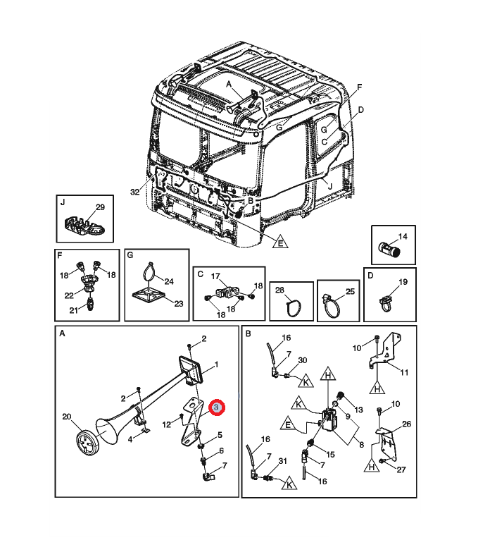 Wspornik lewy kab h215 82863858