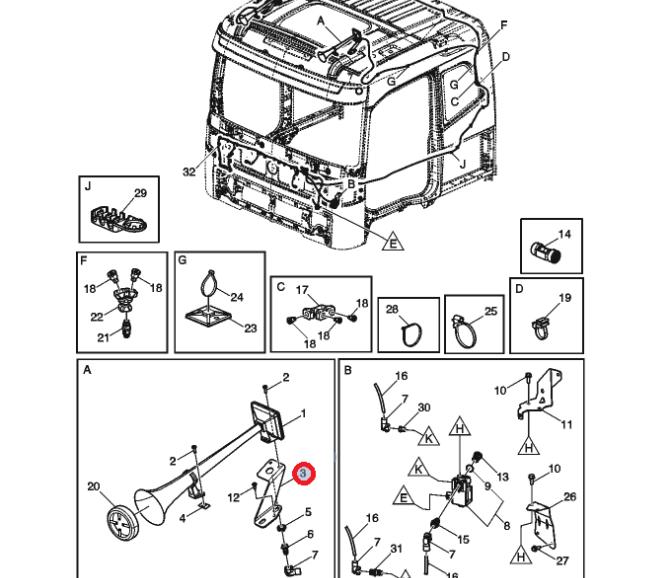 Wspornik lewy kab h215 82863858
