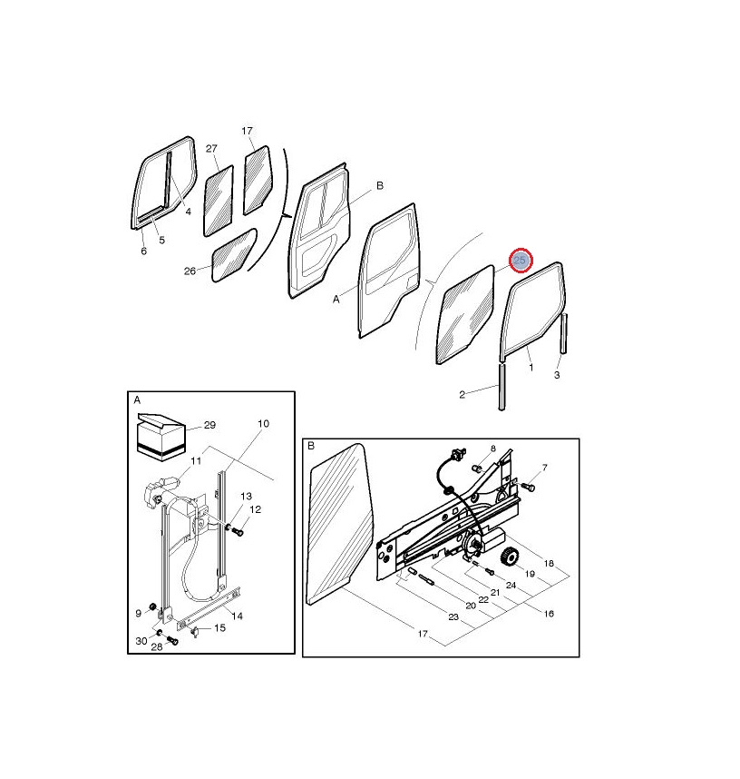 Szyba drzwi lewych Renault D Narrow 7420827128