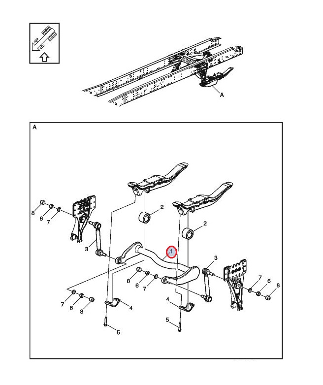 Stabilizator osi tylnej 22055746
