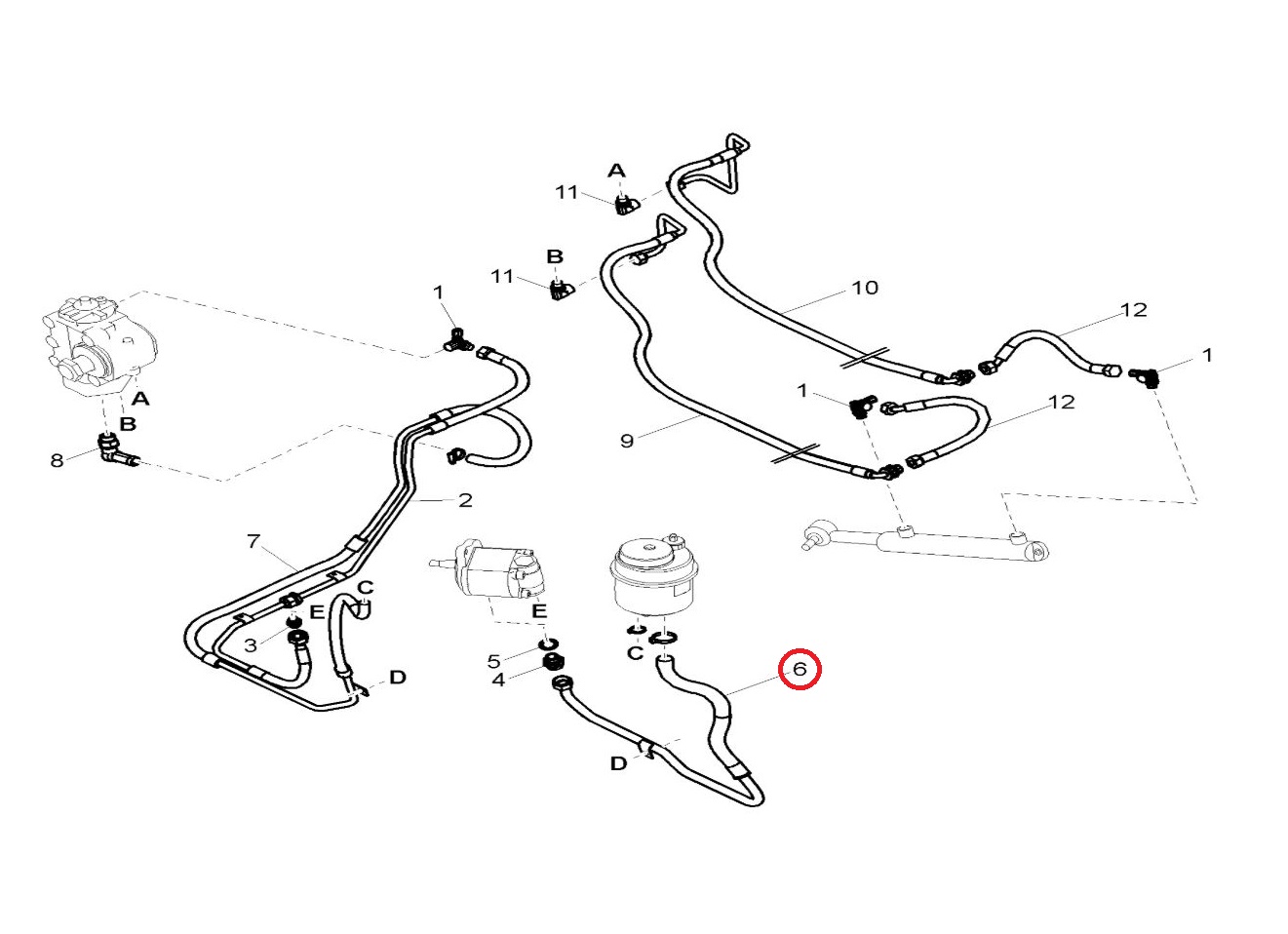 Przewód układu kierowniczego Renault Kerax 5010488343