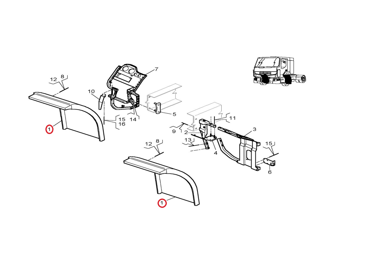Błotnik przedni podwozie Renault Premium 5010578754
