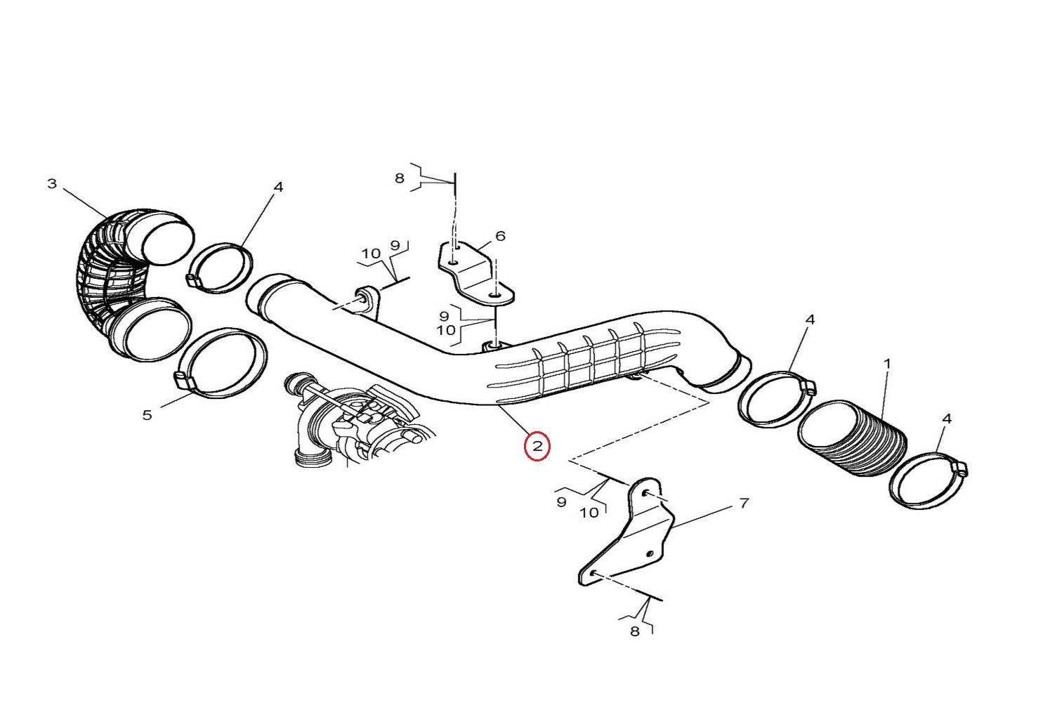 Przewód zasysania powietrza do silnika Renault Midlum 5010317892