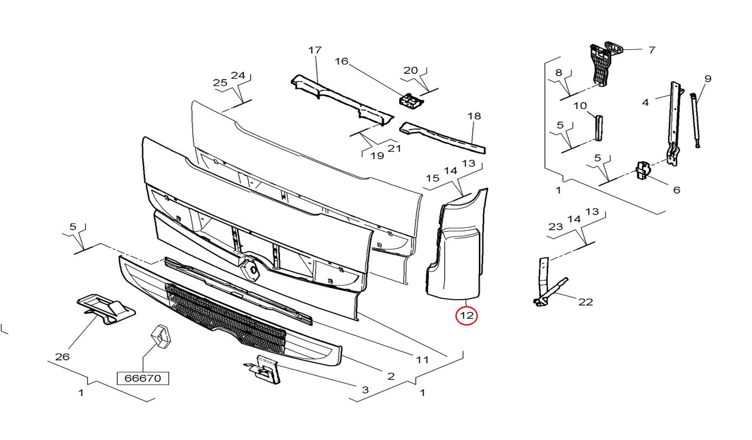 Narożnik owiewka lewa 5010578237