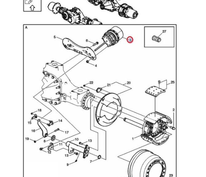 Siłownik hamulcowy osi drugiej Volvo 24158803