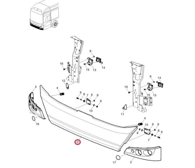 Zderzak przedni Volvo Bus B0E 23289509