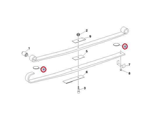 Przekładki gumowe resora zawieszenia osi 20822246