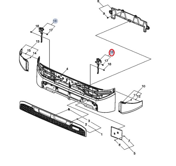Zawias maski lewy Volvo 24924255