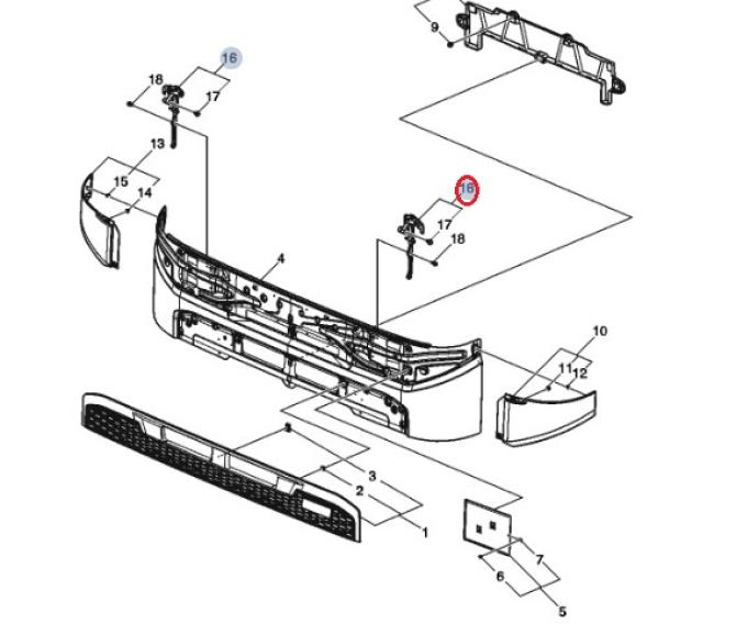 Zawias maski lewy Volvo 24924255