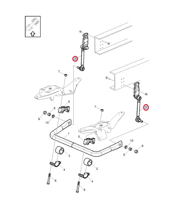 Łącznik stabilizatora osi tylnej z wspornikiem 7422114141