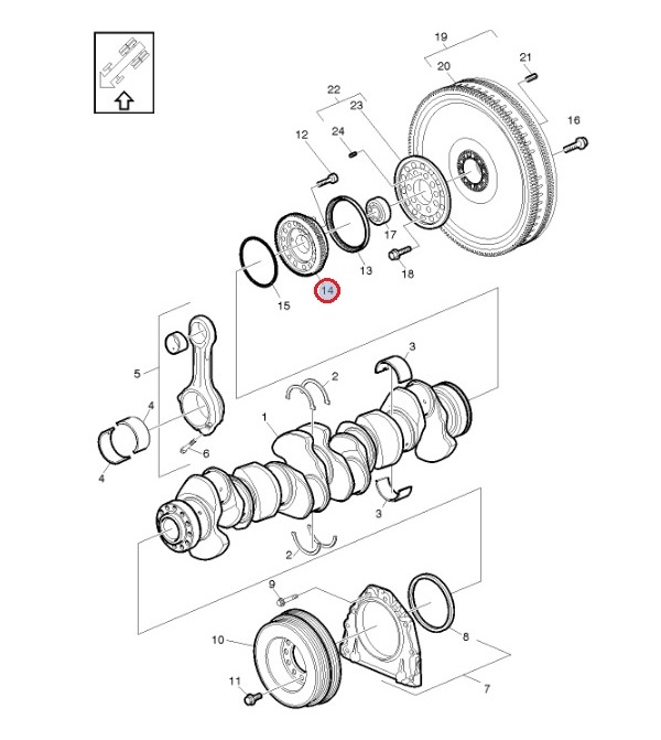 Koło zębate wału korbowego 24301646