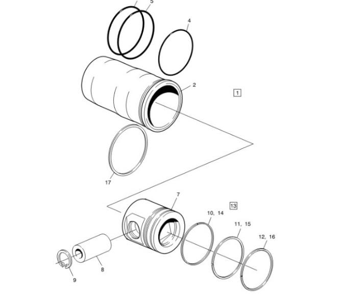 Zestaw tulei cylindrycznej z tłokiem B12B 20521949