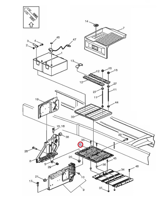 Płyta dolna skrzynki akumulatora Volvo 23013033