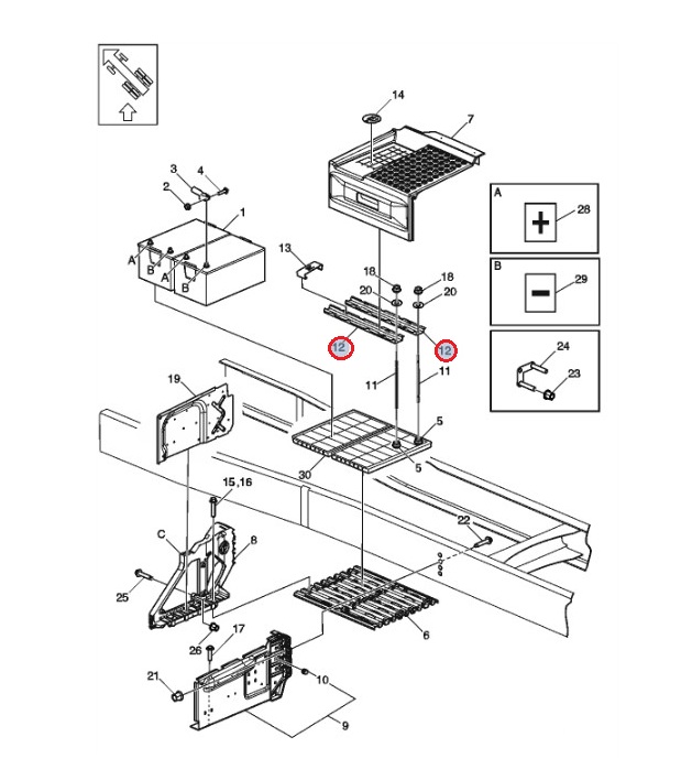Wspornik mocowania akumulatorów 7421752239