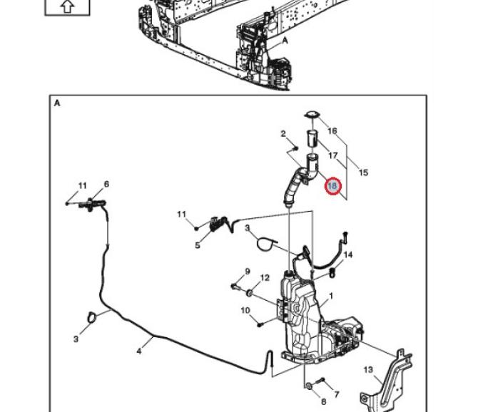 Gardziel wlewu płynu do spryskiwaczy 24762463
