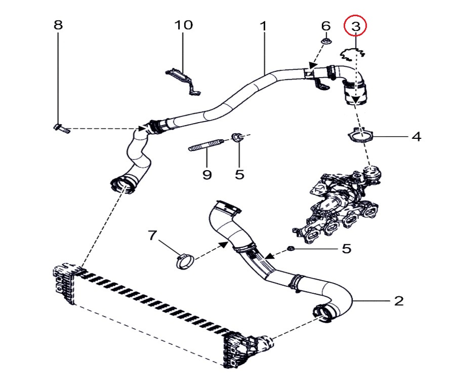 Zabezpieczenie przewodu powietrza turbodoładowanego Renault Master III 7485159897
