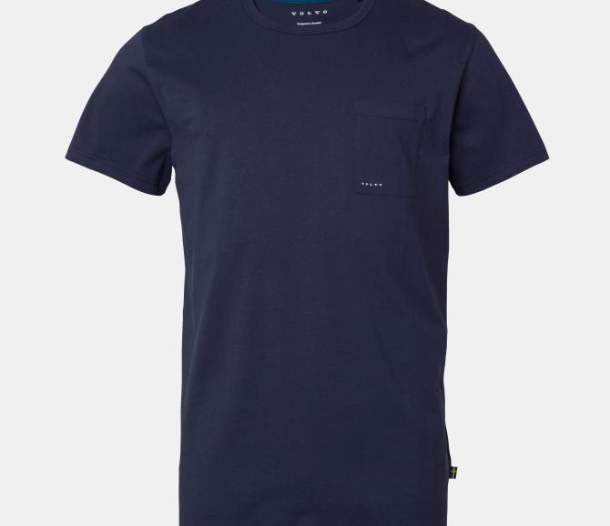 koszulka  z kieszonką - Volvo Word Mark - Navy Blue - rozmiar L